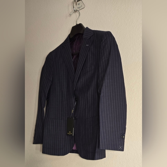 Brand New Massimo Dutti Navy Blue Stripes Blazer - Picture 2 of 4